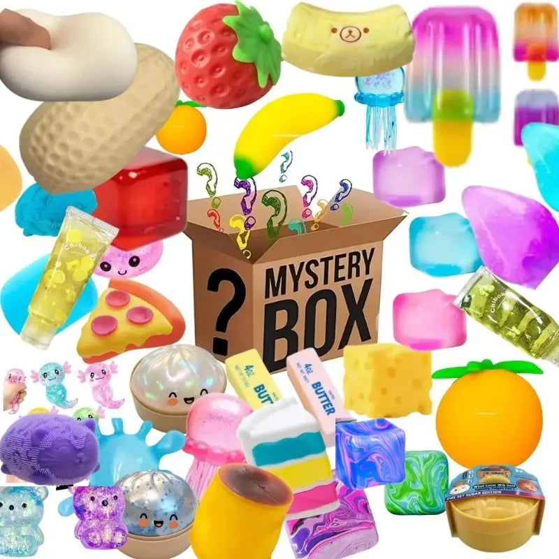 &100+Pcs Surprise Box Toys Novelty Stress Relief Assorted Squishy