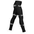 Black CandyManTech logo repeat leggings on a white background