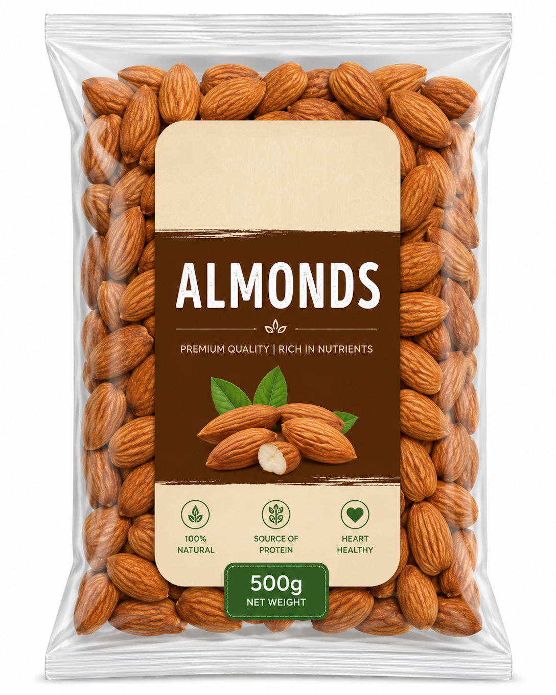 Premium Natural Almonds 500g Pack